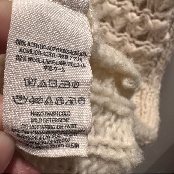 Free People Crashing Waves Pullover Cream Acrylic/Wool Oversized Knit Chunky S - Picture 11 of 16